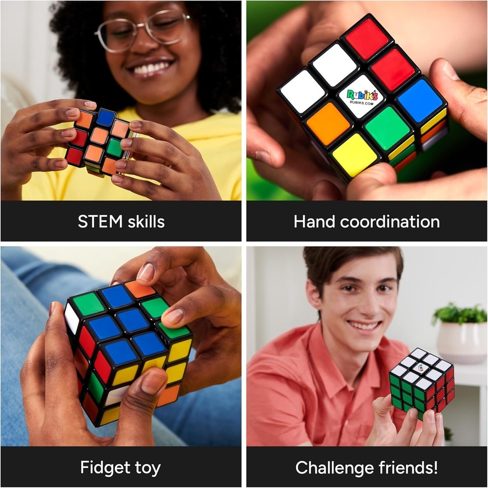 Rubik's Cube, The Original 3x3 Cube, Problem-Solving Brain Teaser, Color-Matchin