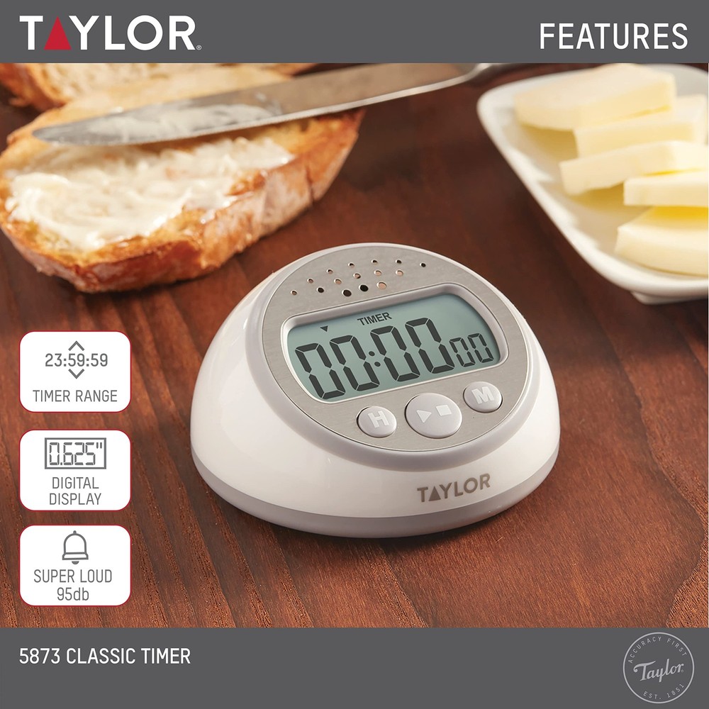 Taylor Digital Timer Counts Up and Down for School, Learning, Projects, and K...