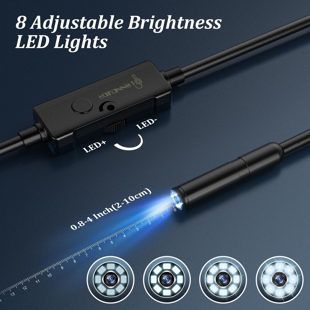 8LED USB Snake Endoscope Borescope HD Inspection Camera Scope For Android Type C