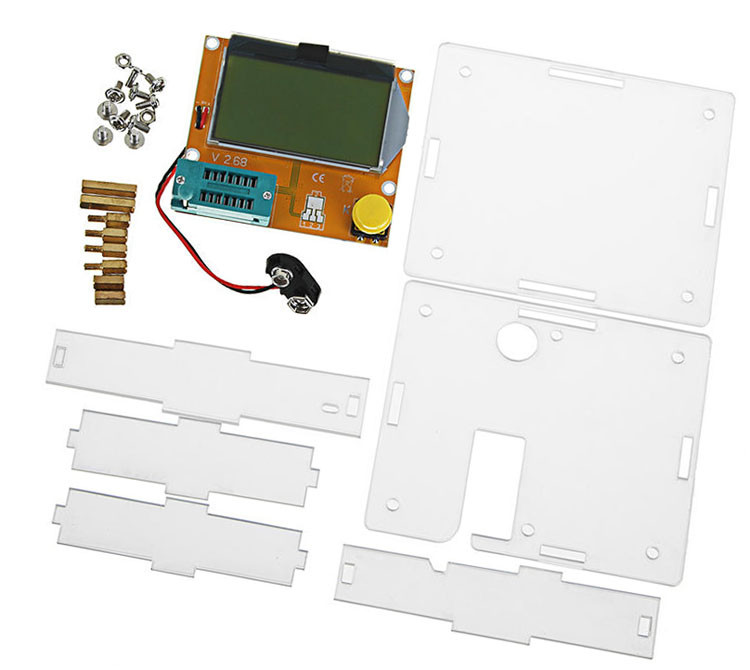 LCR-T4 Mega428 Backlit Component Tester ESR Meter Kit LCD Display With Case DIY