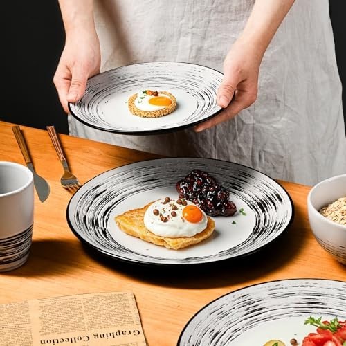 16 Pcs Stoneware Dinnerware Set for 4 - Chip Resistant, Microwave & Dishwasher S