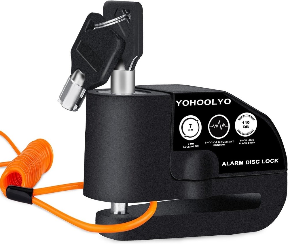 Waterproof Motorcycle Disc Lock - Anti-Theft Pin with Motion Sensor & Keys