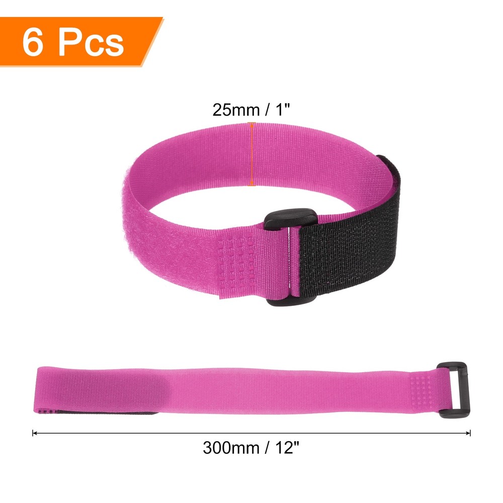 6 Pcs Battery Tie Down Straps,1"x12" Pink Nylon Hold Down Hook Loop Strap