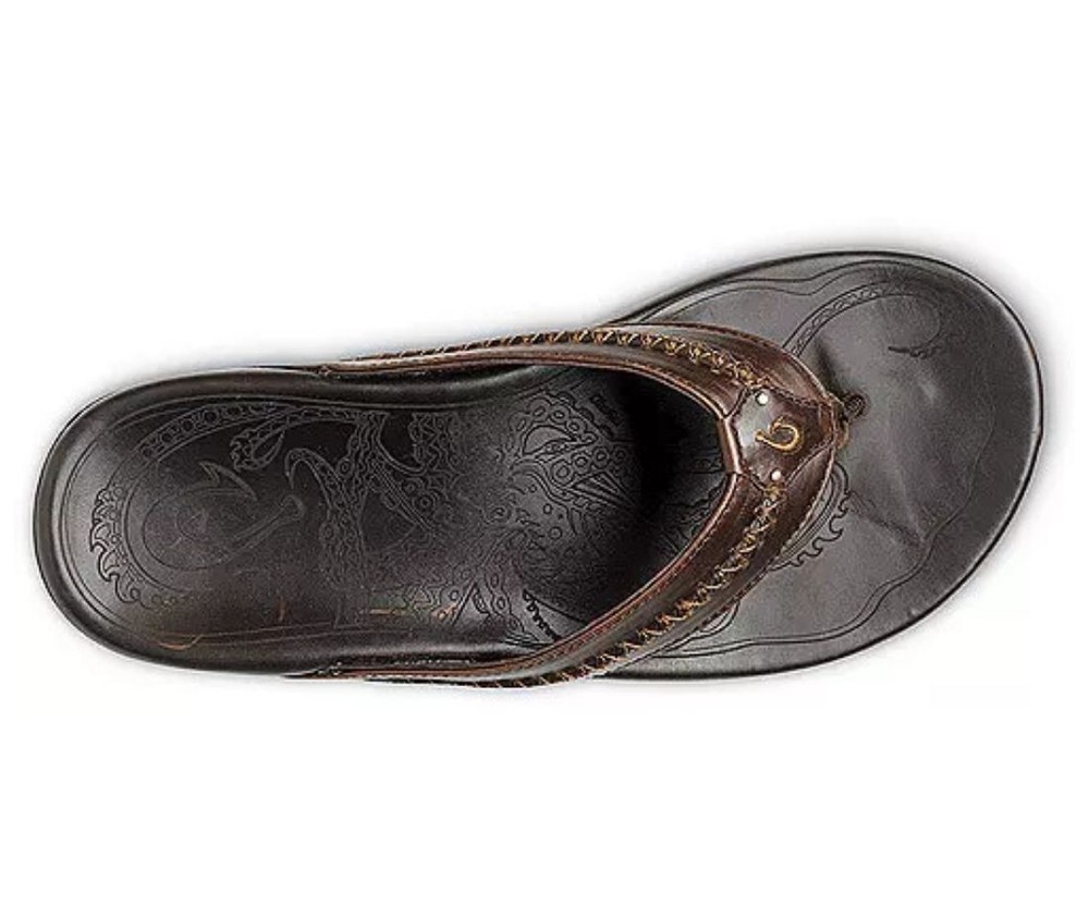 OluKai Men's Mea Ola Flip Flop, Dark Java/Dark Java, Size 8-13