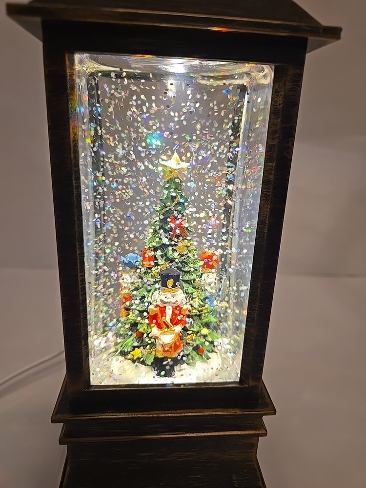 Christmas snow globe lantern With Tree & Nutcrackers - Battery Or DC.