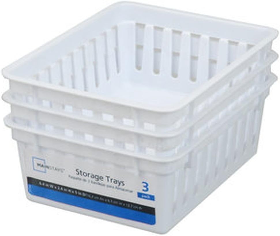 Basic Square Mini Bin Storage Trays - White - 3pk by Mainstay