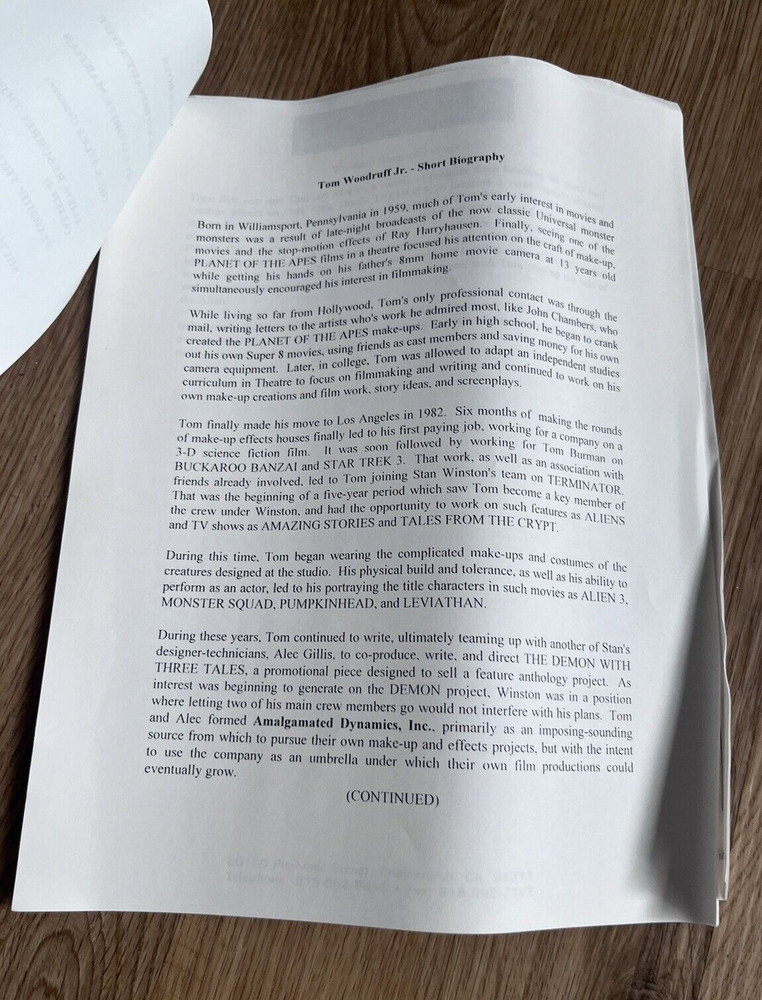 Downlink Movie Script & Concept Art by Alec Gillis Amalgamated Dynamics