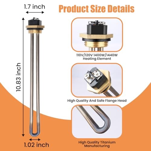 Upgraded Titanium 520900 RV Water Heater Element with Wrench for Suburban SW