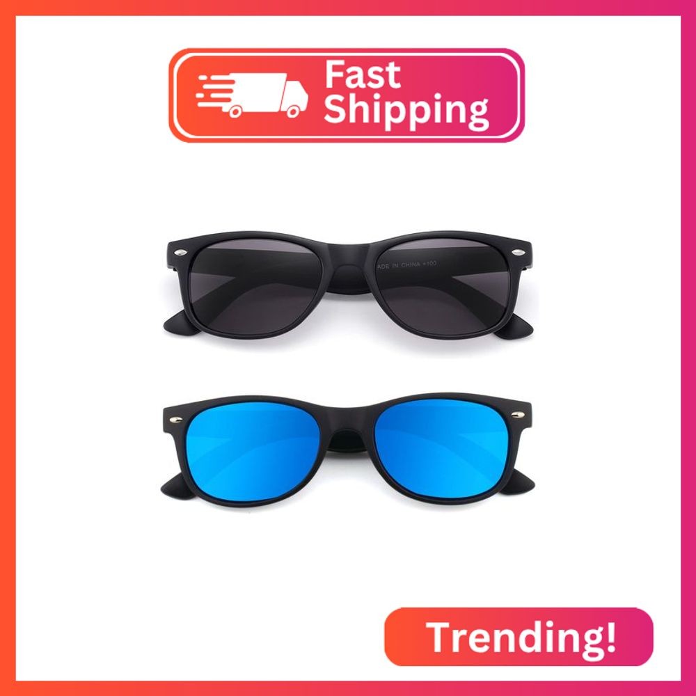 LOVIVY 2 Pack Reader Sunglasses for Men Women Classic Rectangle Reading Glasses