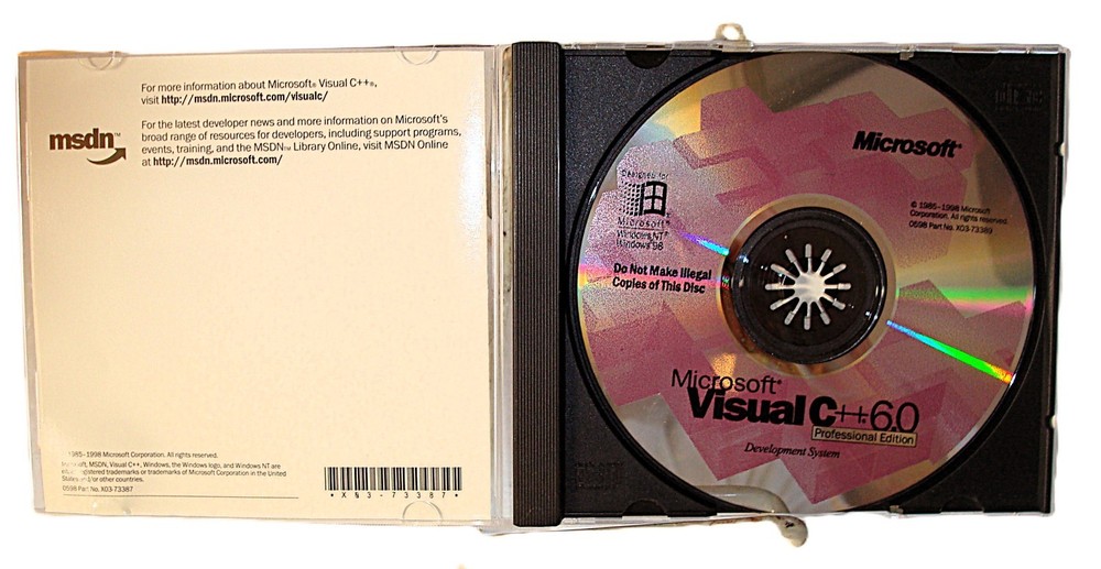 Microsoft Visual C++ 6.0 Professional Edition W/Key for Windows NT/98