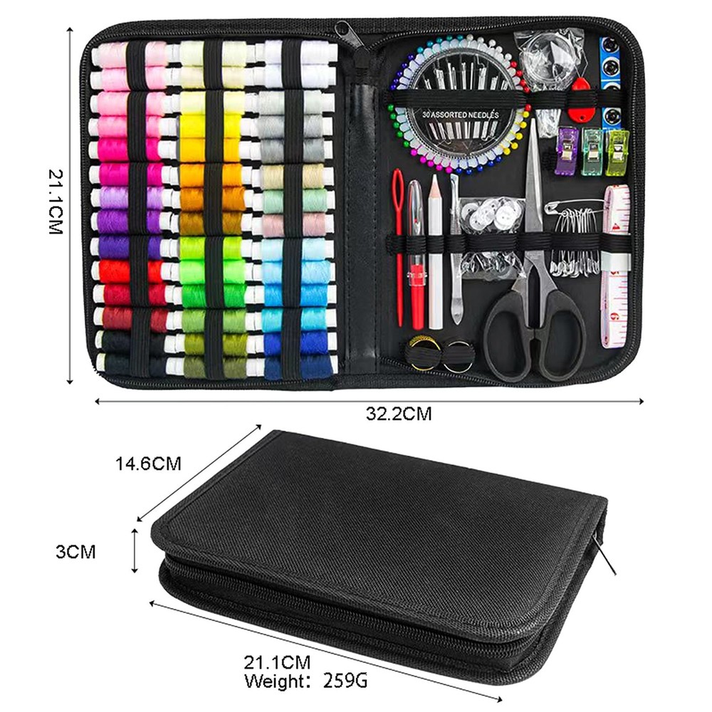 JUNING Sewing Kit with Black Case Portable XL-42 Threads-Black,