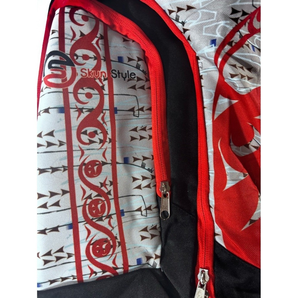 Black and Red Graphic Men's Backpack with Multiple Compartments