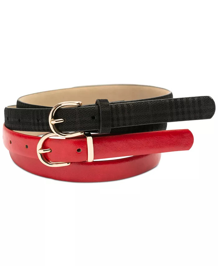 Giani Bernini Two-For-One Smooth & Plaid Belts