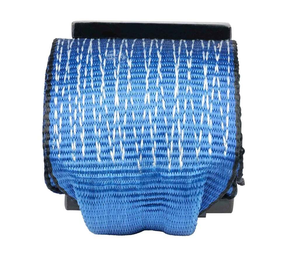 (2 Pack) 4" x 5' Roll off Container Winch Strap w/ Flat Hook - Blue