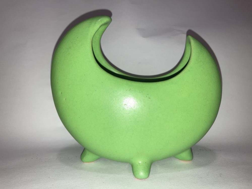 Vintage Lime Green Crescent Moon Footed Planter