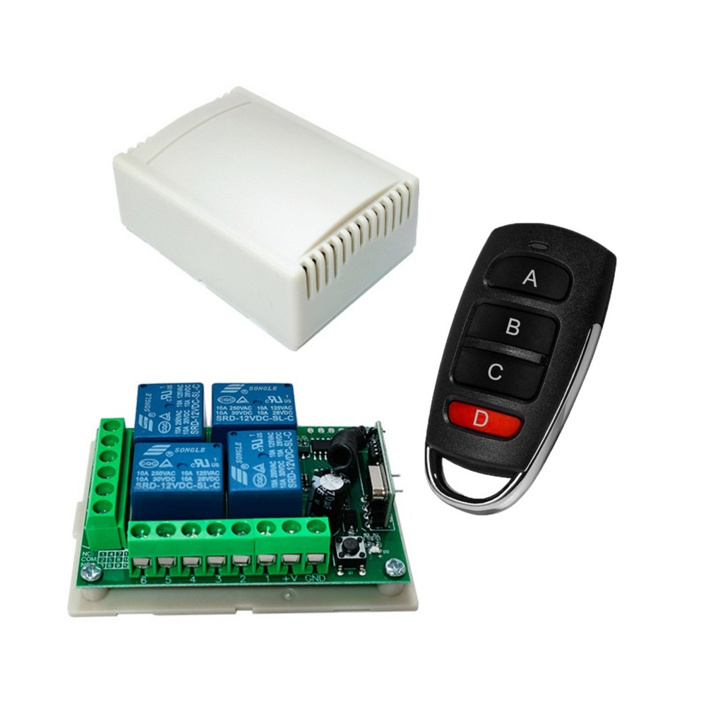 New 4CH Channel Relay RF Wireless Remote Control Switch Transmitter+Receiver