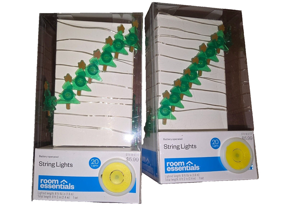 2 Green Christmas Tree Party String Mini Lights Decor New