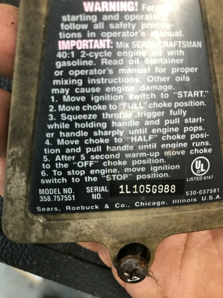 Craftsman edger 358.797551 GEARBOX UNIT