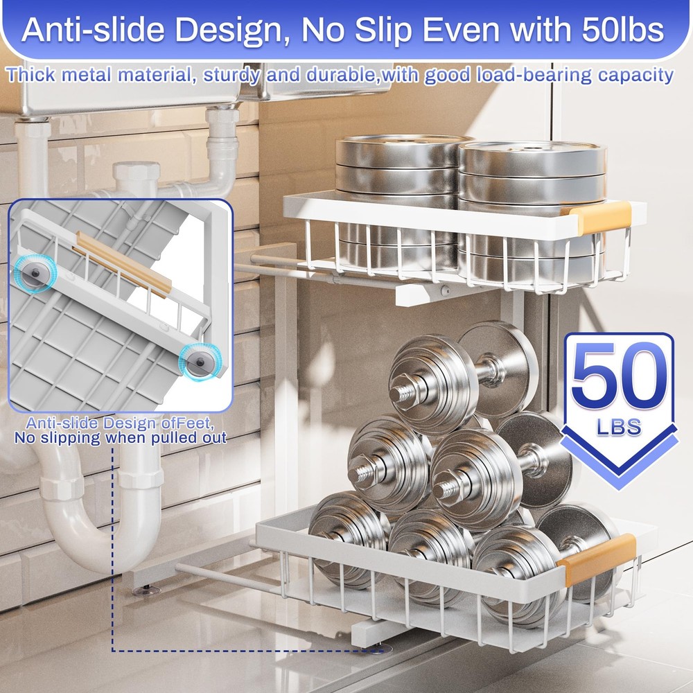Under Sink Organizer set 2 Pack Expandable 2 Tier storage shelf