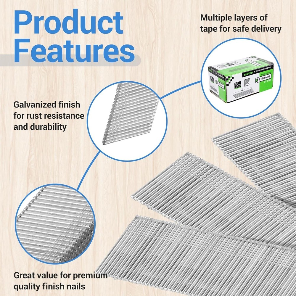 Angled Finish Nails 2" - 16 Gauge Galvanized - 2000 Pack