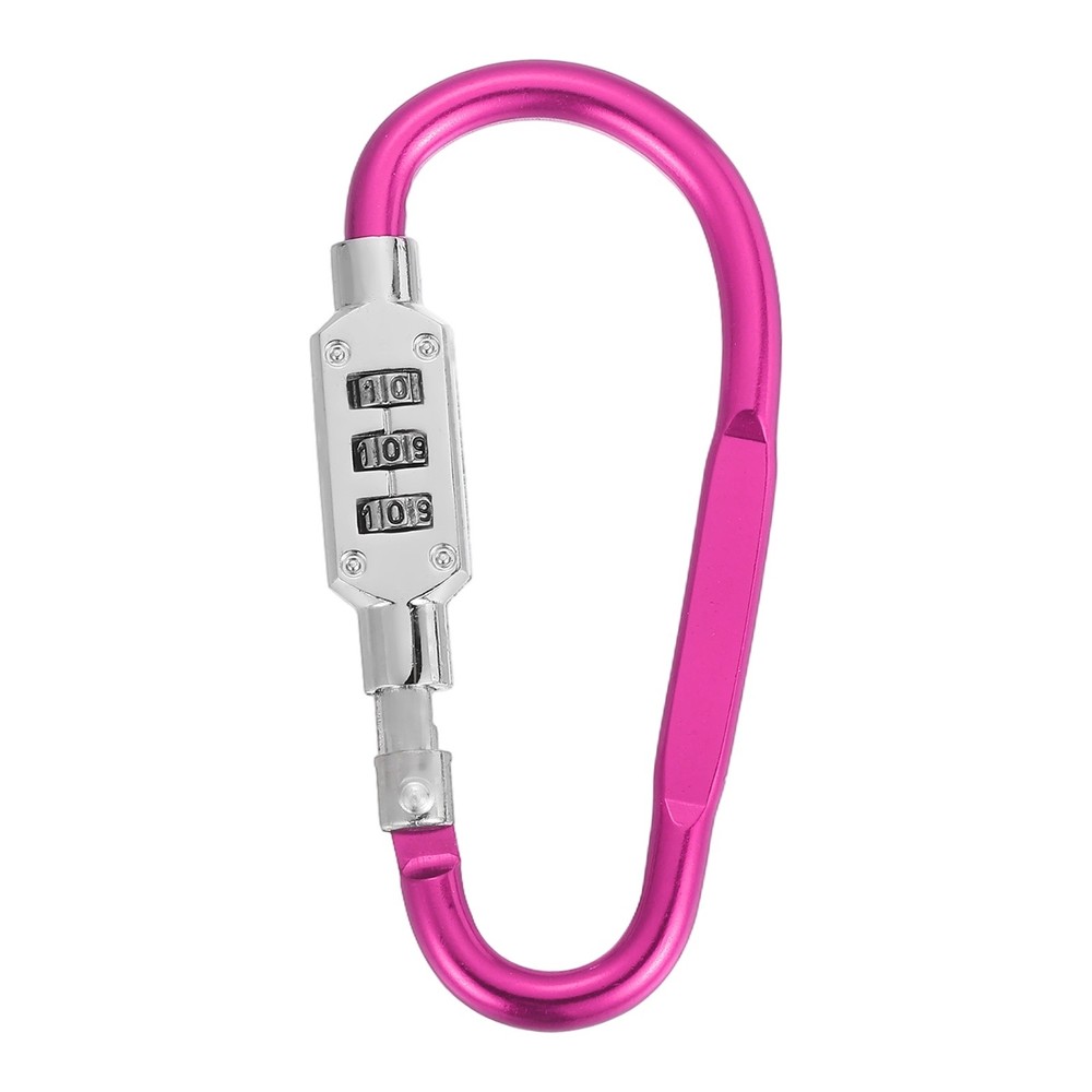 3.8" x 1.8" D-Shaped 3-Digit Code Combination Lock D-Ring Clip Locking, Pink