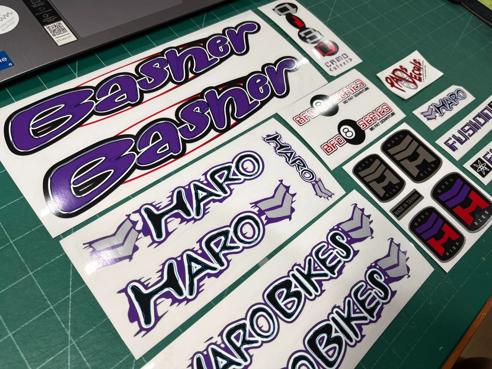 2001 Haro Basher bmx sticker decals on clear