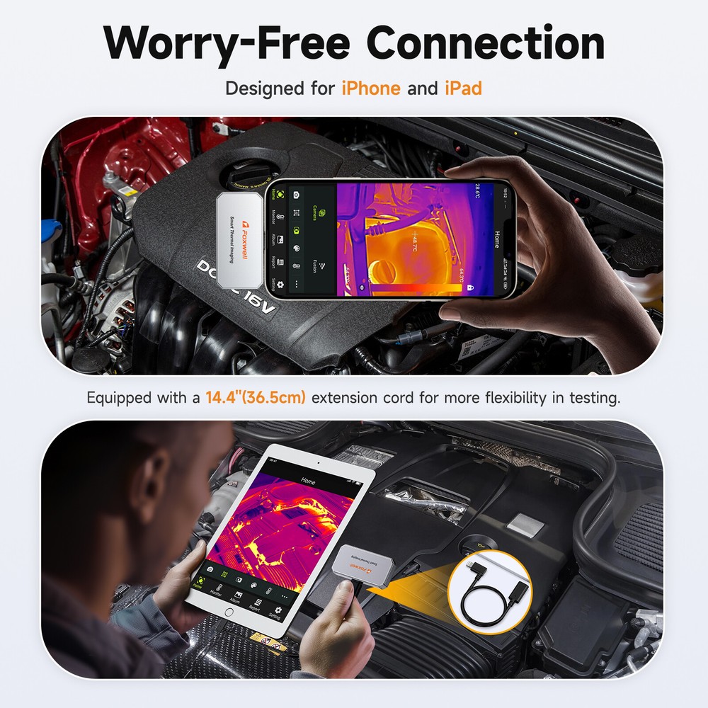 FOXWELL RT100 256 X 192 IR Sensor Infrared Thermal Imaging Camera For iOS System