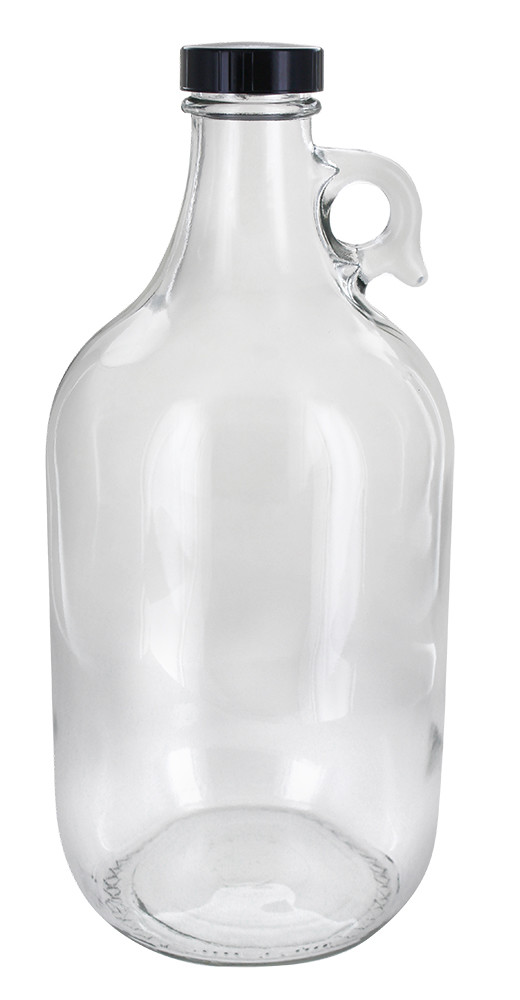 Set of 6-1/2 Gallon Clear Glass Beer Growlers-Comes w/ 12 Extra Poly Seal caps.