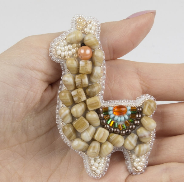 Crystal Art Beadwork kit for creating brooch BP-289C Lama