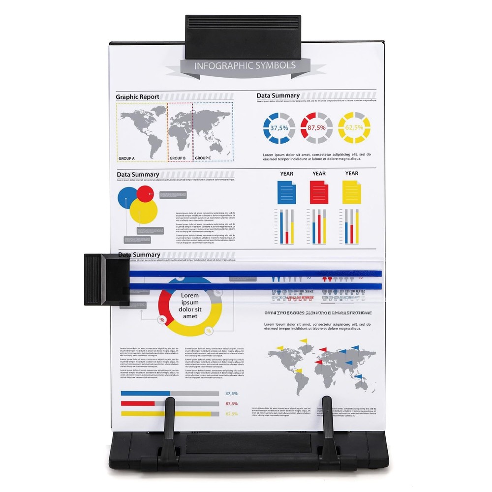 2 Pack Desktop Document Holder with Adjustable Clip and Line Guide, Portable ...