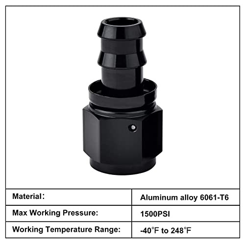 Push Lock Hose Fitting End Black 2PCS 8AN Straight