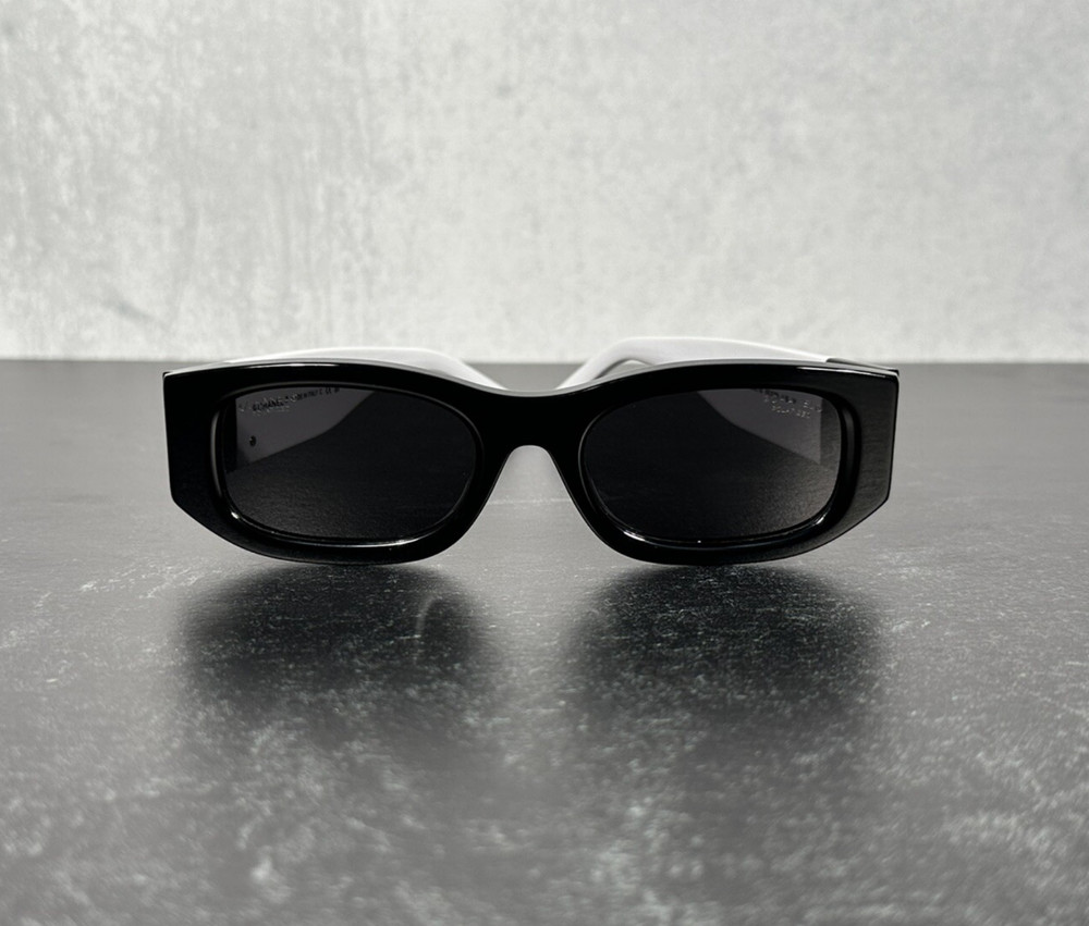 CHANEL 5525 POLARIZED BLACK & WHITE RECTANGLE SUNGLASSES