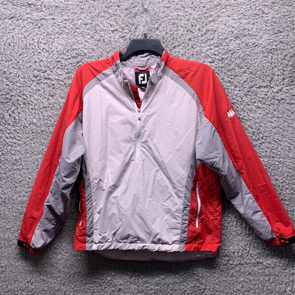 Footjoy Jacket Mens Medium Red Gray Golf Quarter Zip Pullover
