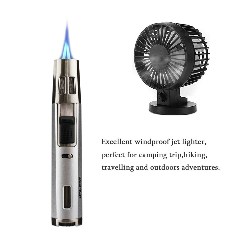 Refillable Butane Torch Lighter Adjustable Cigar Gas Lighter 2 Jet Flame Lighter