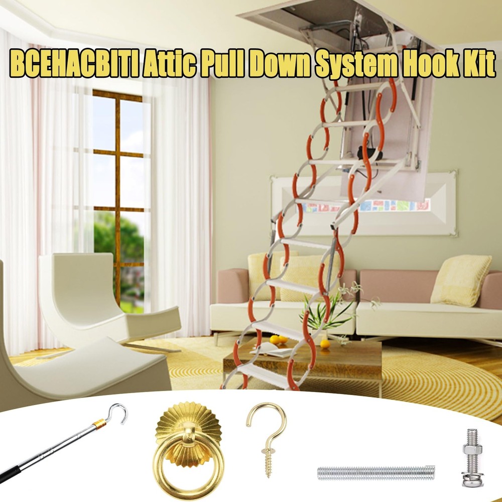 Ladder Pull Down System Kit Attic Pull System Hook Set Replacement For Cord Rope