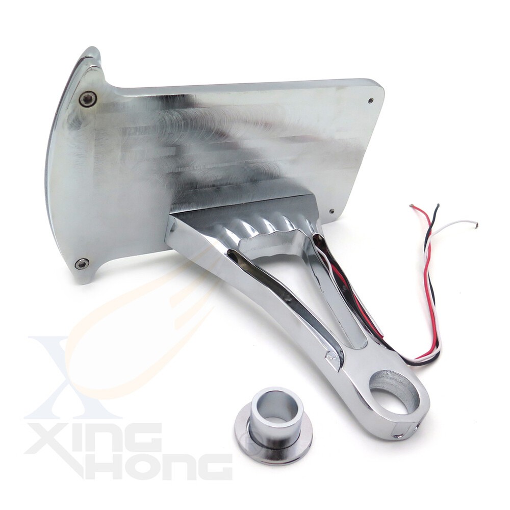 Side Mounted Verticle Chrome License Plate Assembly LED Tail Brake Light