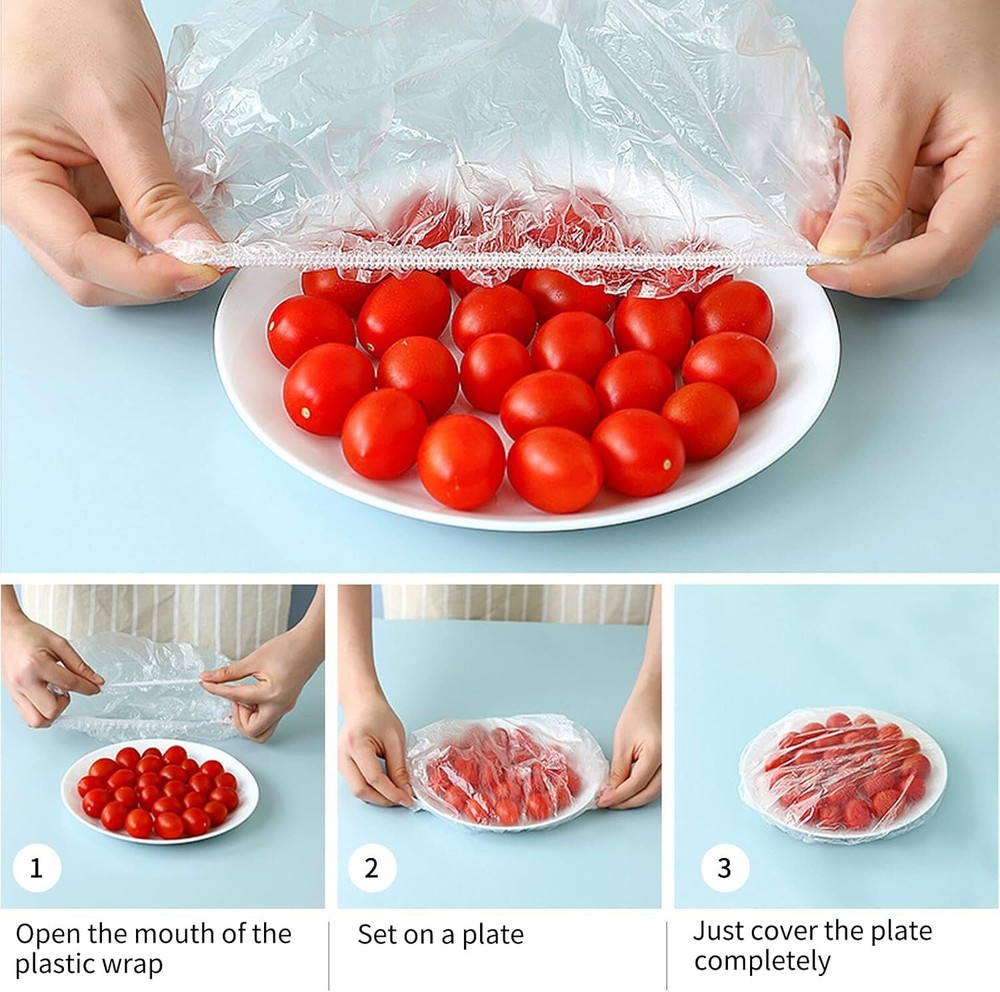 300pcs Reusable Elastic Stretch Fresh Keeping Covers Kitchen Food Plastic Wrap