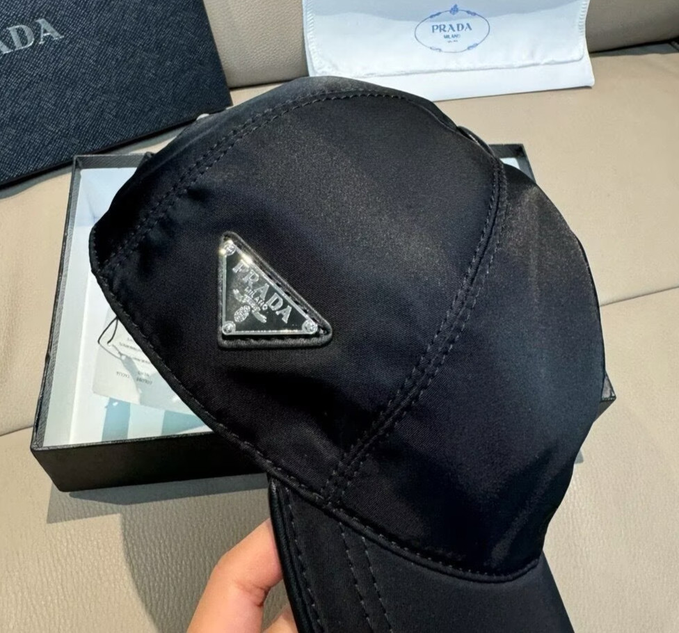 Prada Black Nylon baseball cap - Classics logo design | adjustable size | Gift