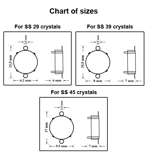 Brass Base/Connector for Embedding Chaton Shape Round Crystals * Different Sizes