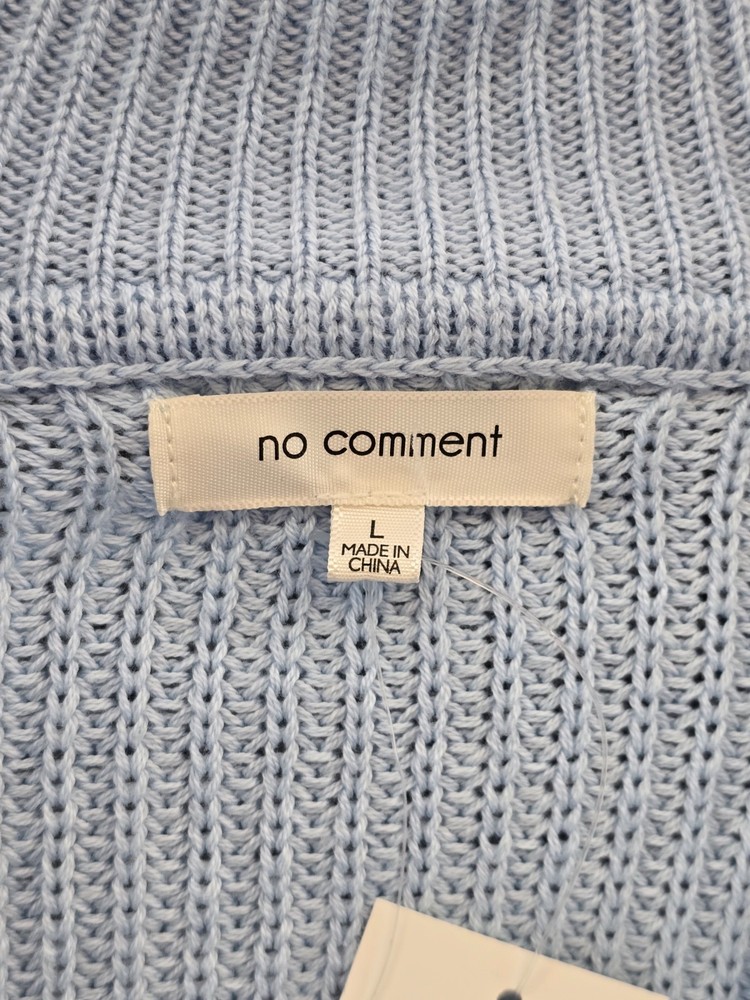 No Comment Kennedy Snap Button Sweater Juniors L Cashmere Blue Pullover L/S