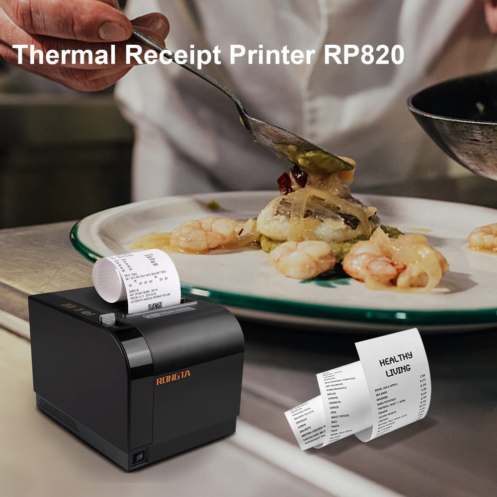 Rongta Thermal Receipt Printer, 80mm Printers, MEDIUM, Black