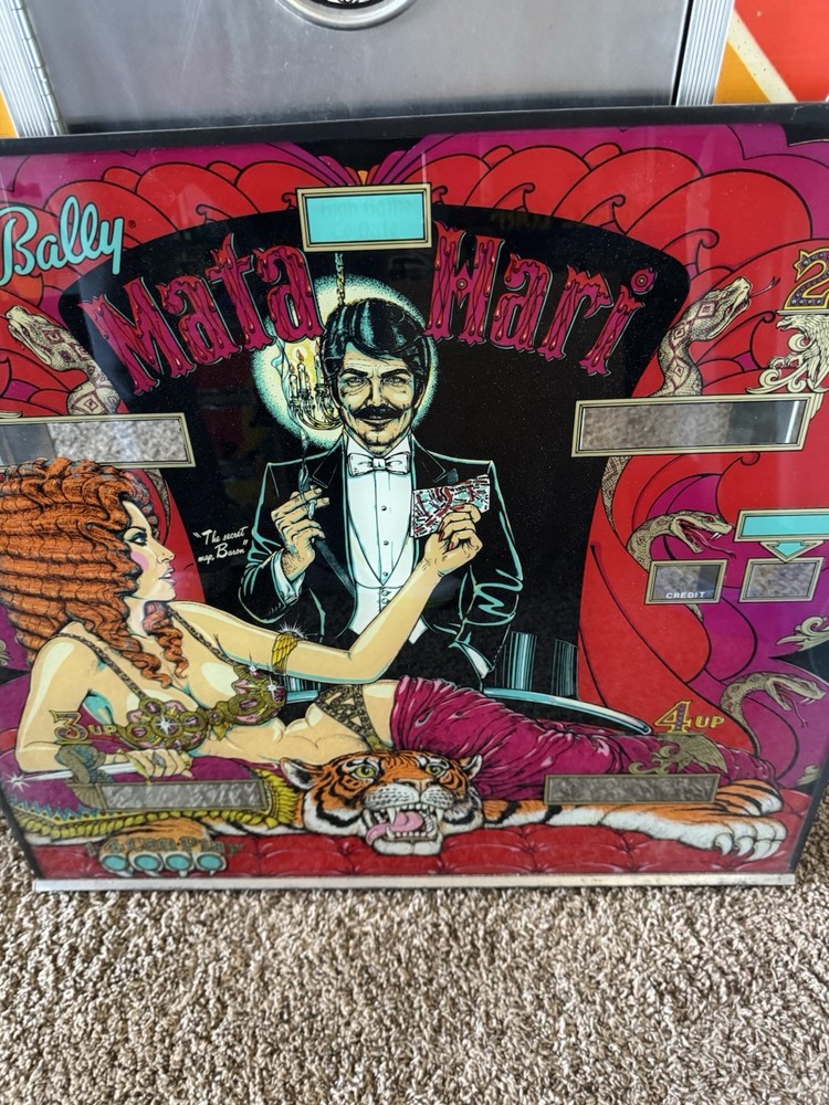 Bally Mata Hari Pinball Machine Back Glass ORIGINAL