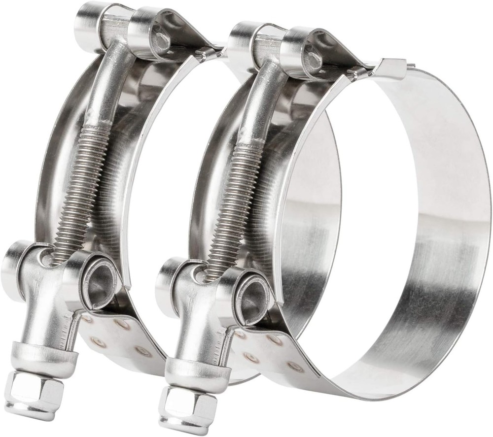 ISPINNER 2 Pack 4 Inch Stainless Steel T-Bolt Hose Clamps, Clamp Range 108-116mm