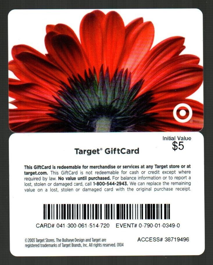 TARGET Red Daisy ( 2004 ) Gift Card ( $0 ) V1 - RARE