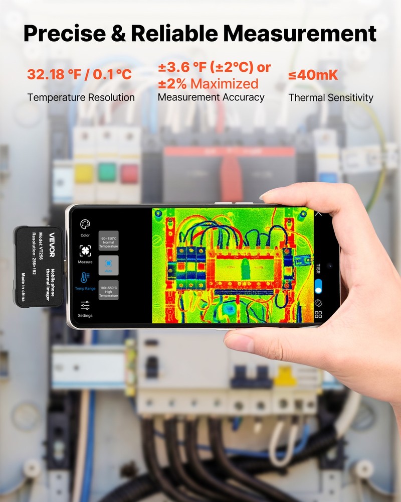 VEVOR Thermal Imaging Camera for Android & iOS 512 x 384 TISR Super Resolution