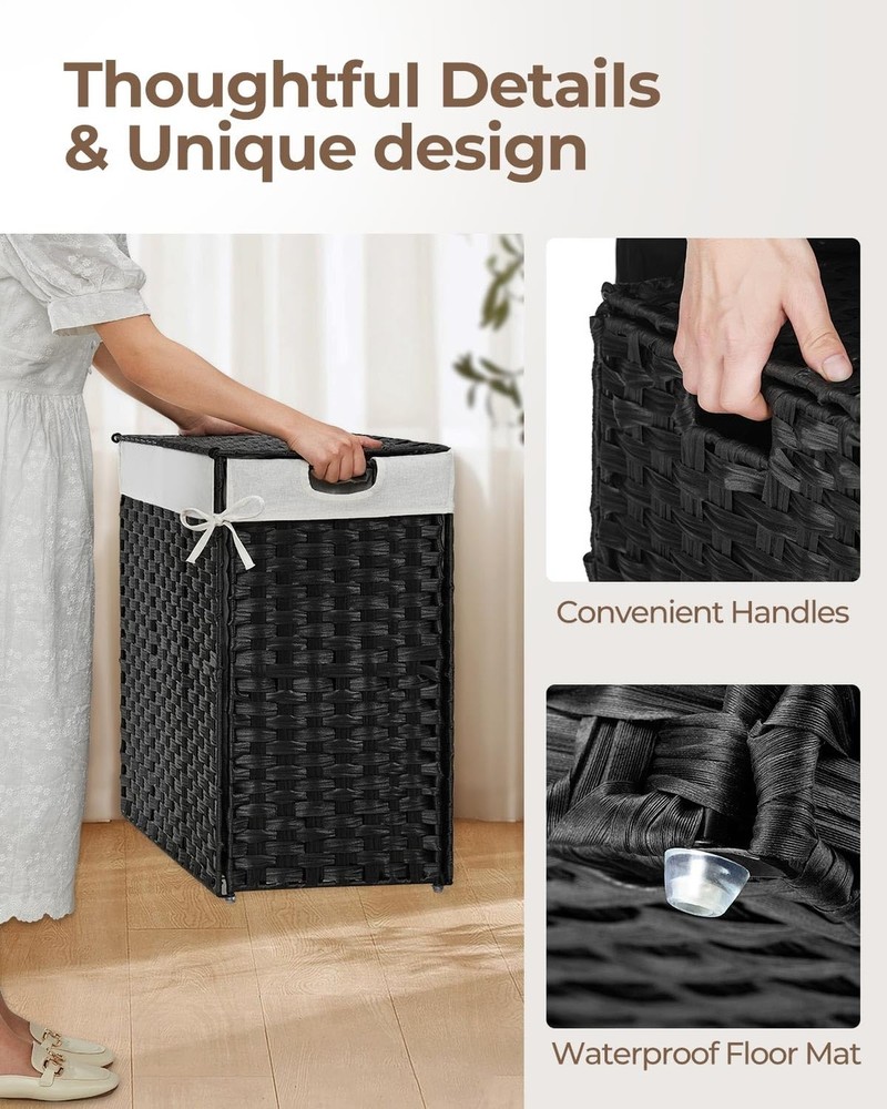 Greenstell Laundry Hamper with 2 Removable Liner Bags, Foldable Divided Cloth...