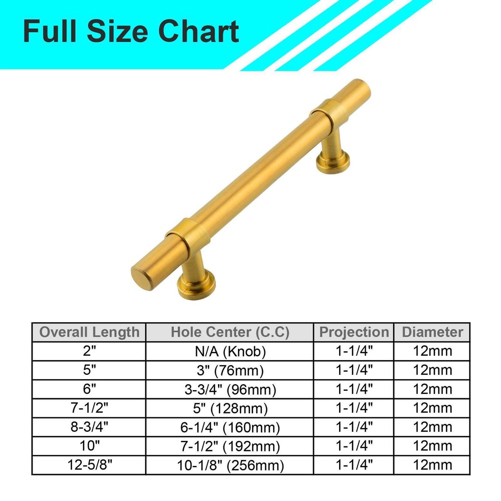 Brushed Gold Modern Cabinet Handles Pulls Knobs Kitchen Hardware Drawer Pull