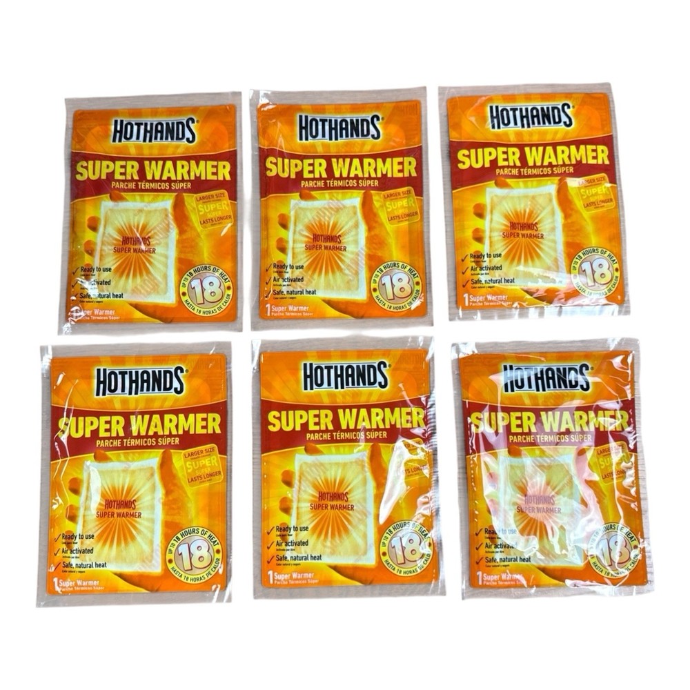 Hot Hands 18-Hour Super Warmer Pack - 6 Packs Mixed EXP Dates Larger Size READ