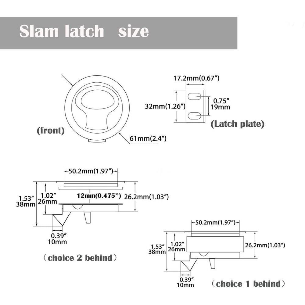 Searoam Slam Latch 2'' Flush Pull White Plastic Handle 2 Inch,