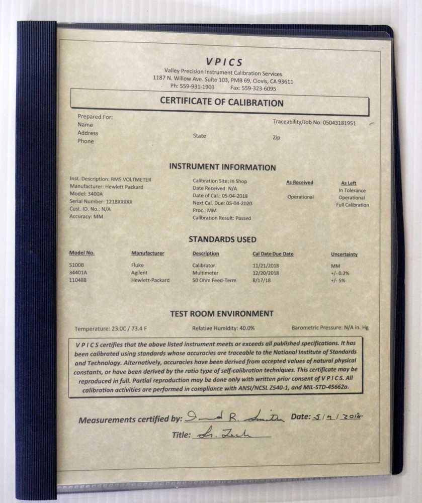 HP 3400A RMS Voltmeter | Refurbished | Calibrated